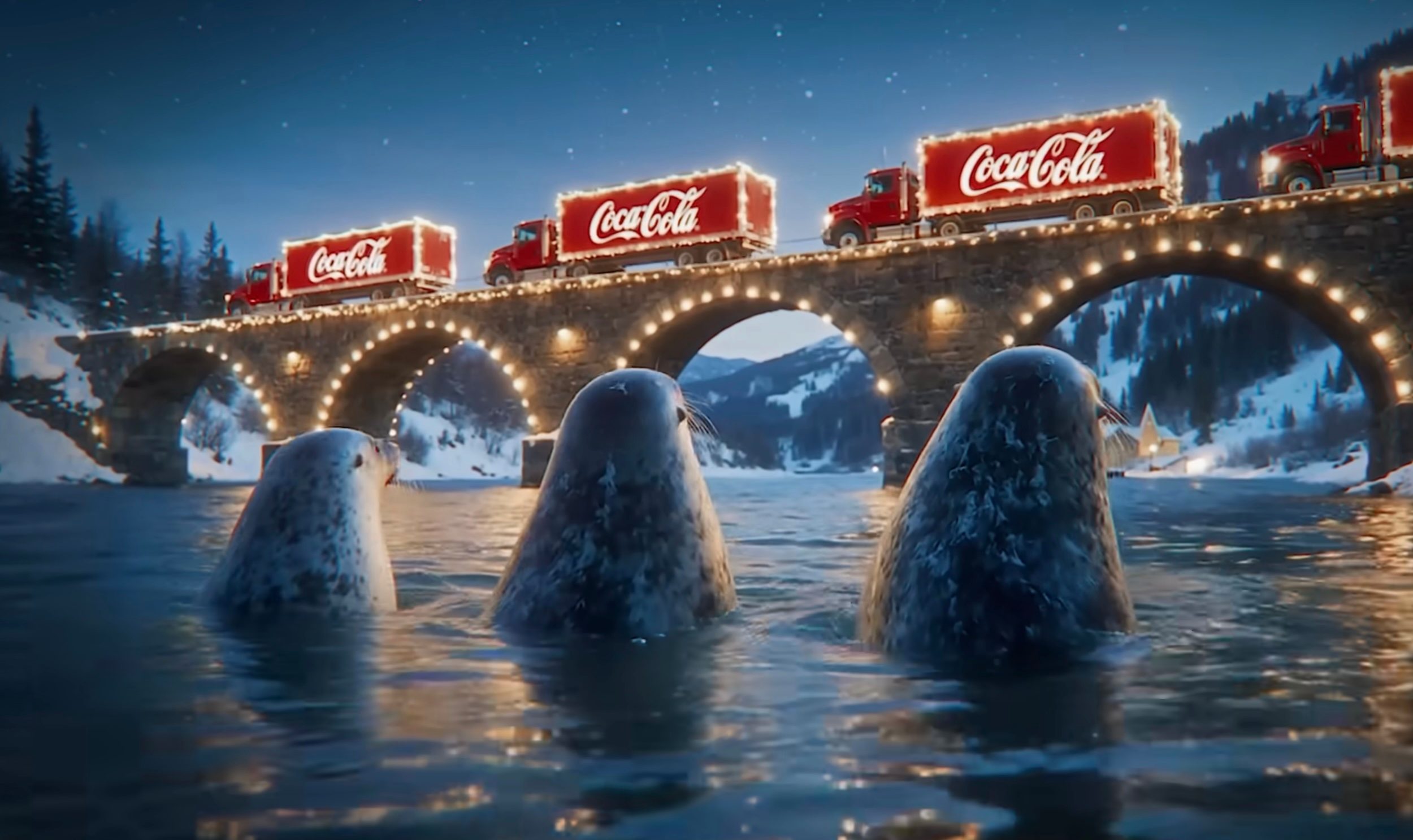 A scene from Coca-Cola's 2025 Christmas ad, which was made using AI technology.