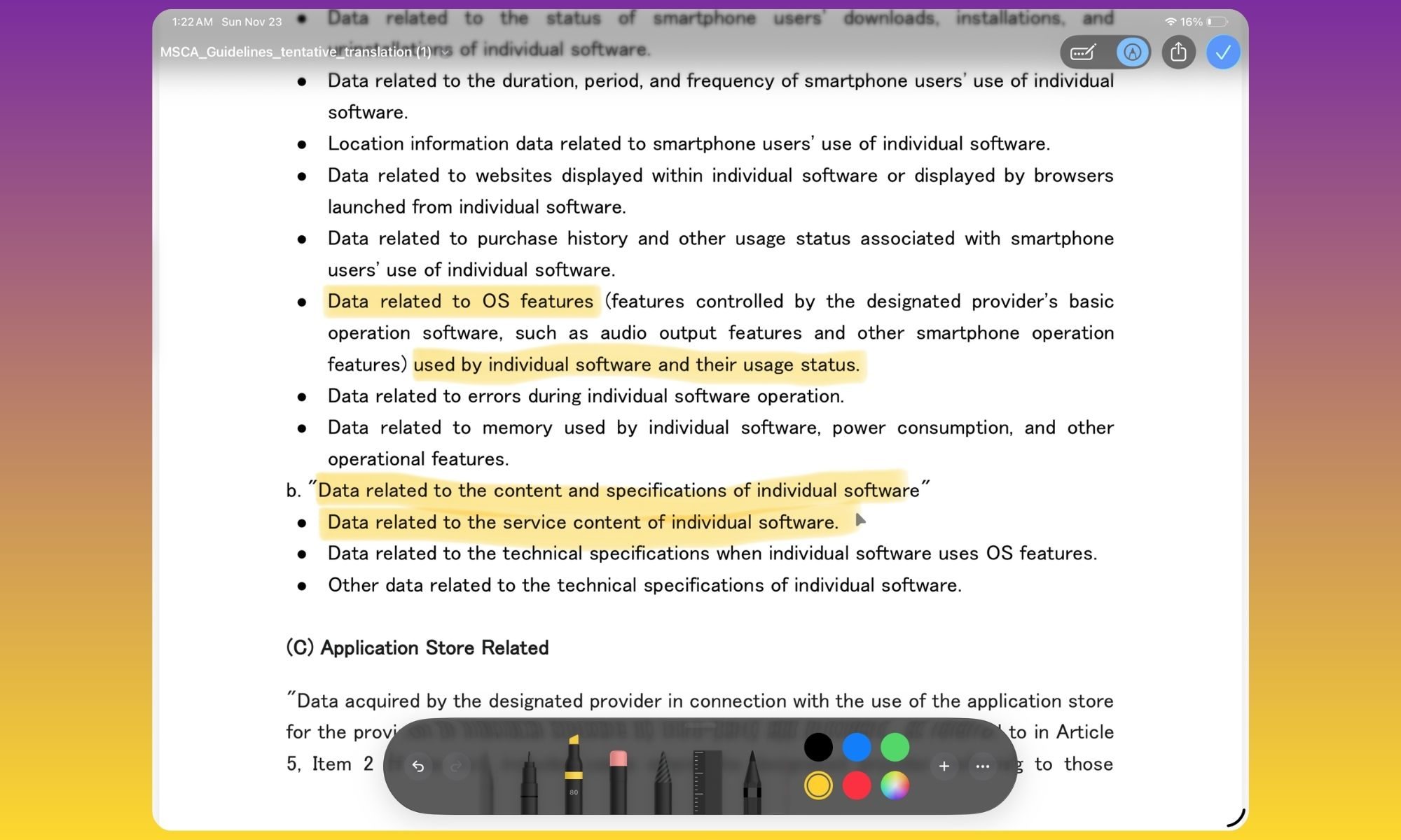 Annotation in Edge on iPad.