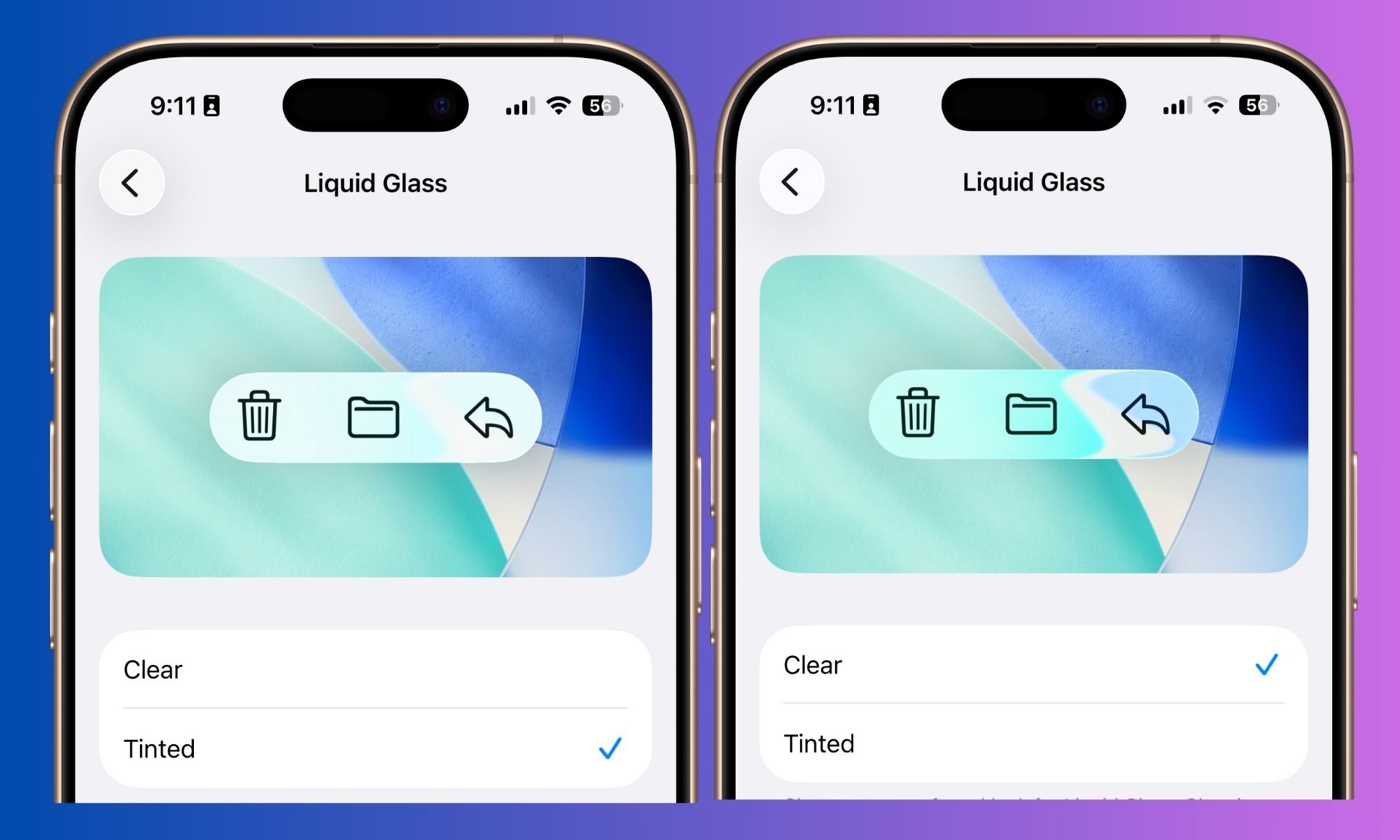 Liquid glass controls after iOS 26.1 update.