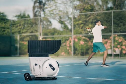tennis player with the pongbot