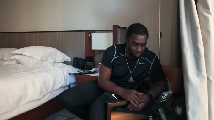 Sean Combs talking on the phone in the documentary series, Sean Combs The Reckoning.