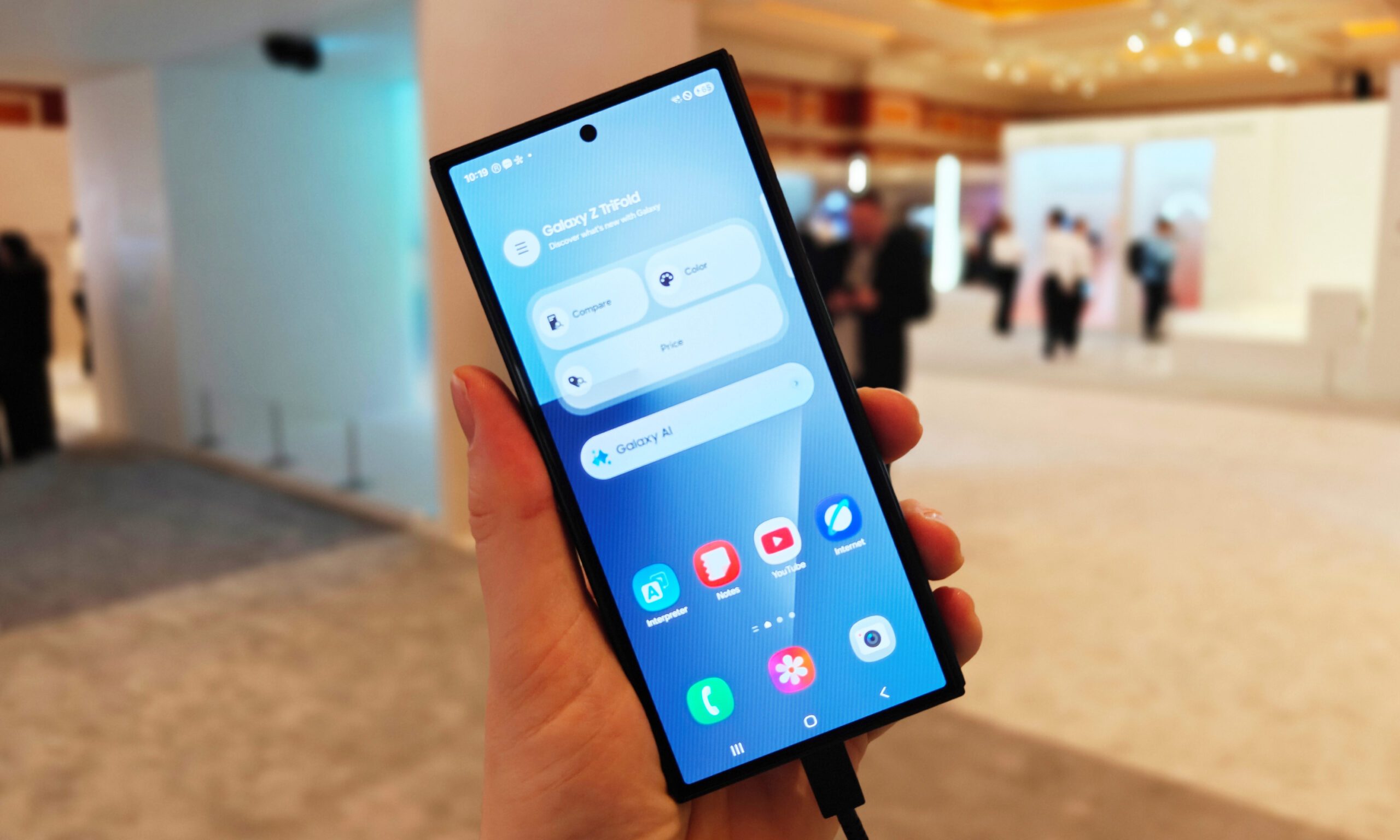 Samsung Galaxy TriFold in hand