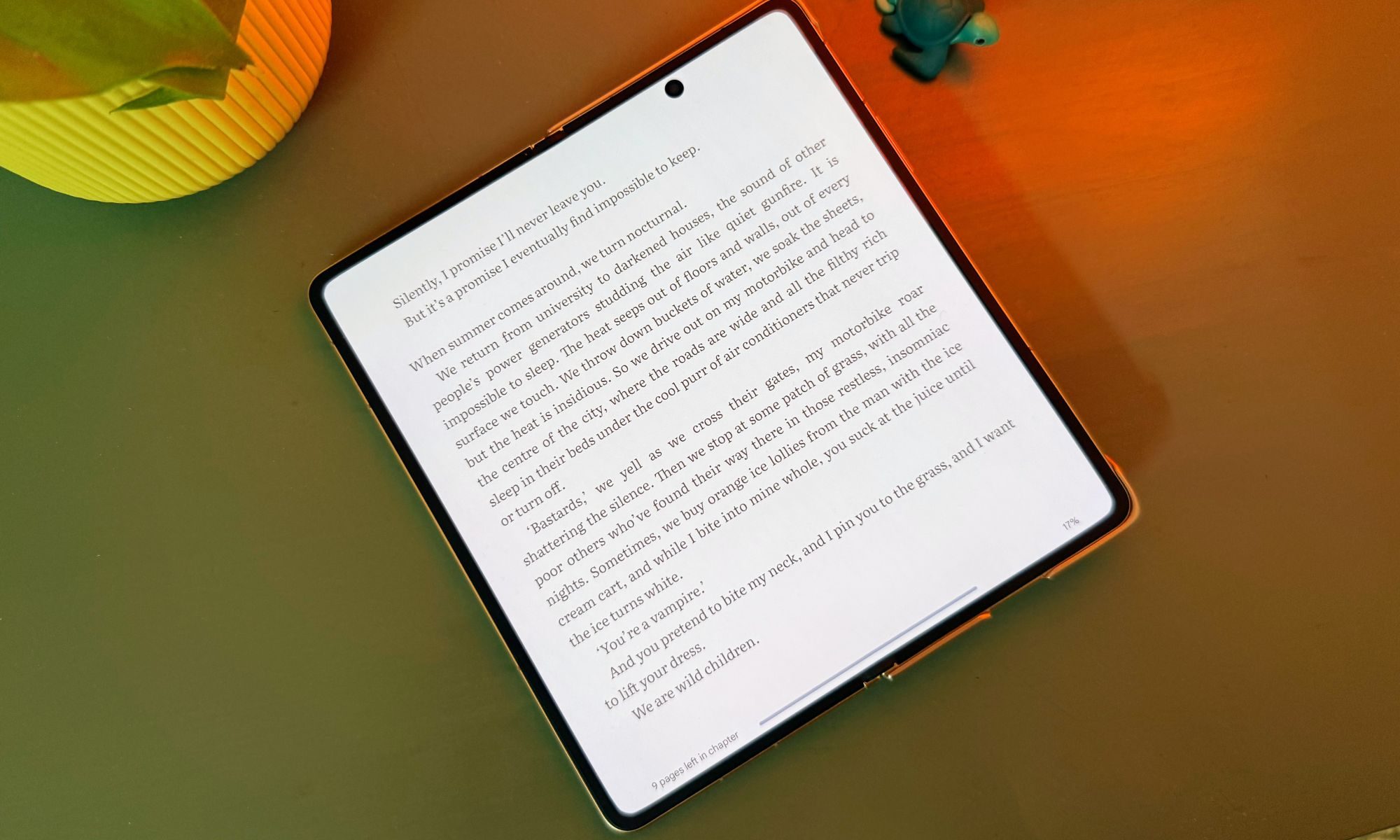 Google Books app on Honor Magic V6 placed on a table.