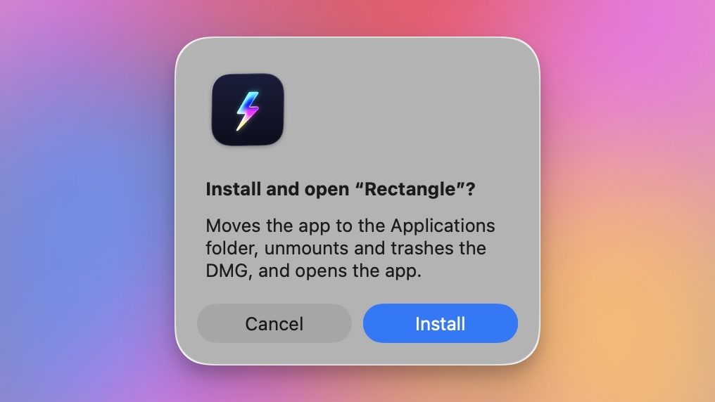 Supercharge app install action window