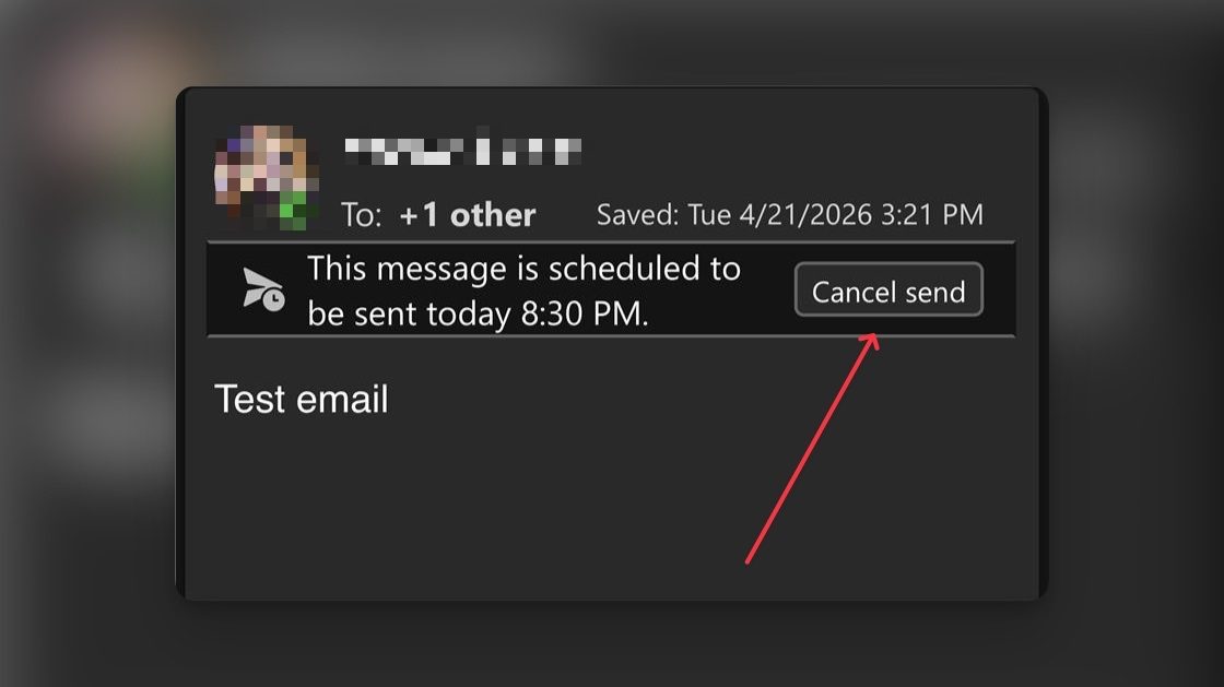 cancel send feature in Outlook