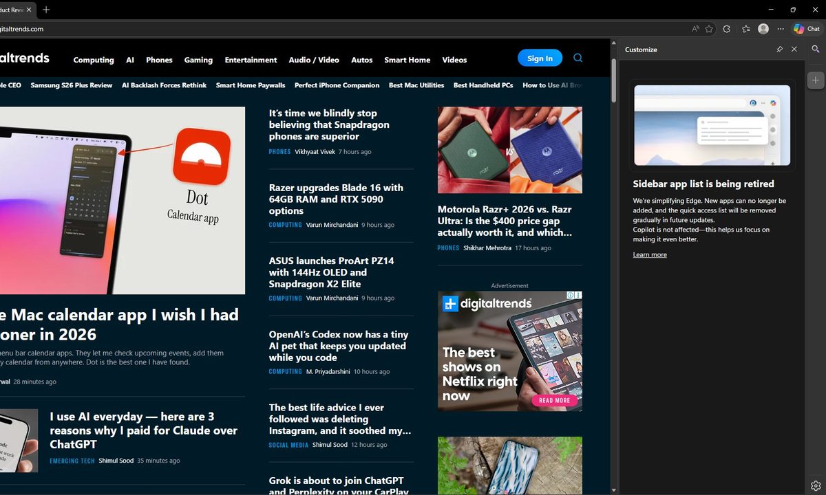 Microsoft Edge is getting rid of sidebar apps as Windows 11 ...