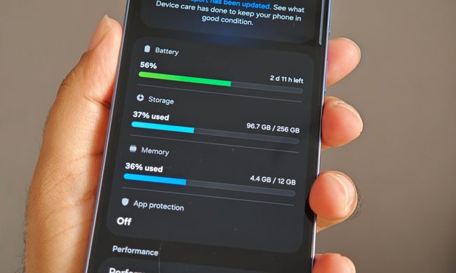 Samsung Galaxy S26 showing the storage menu on One UI 8.5