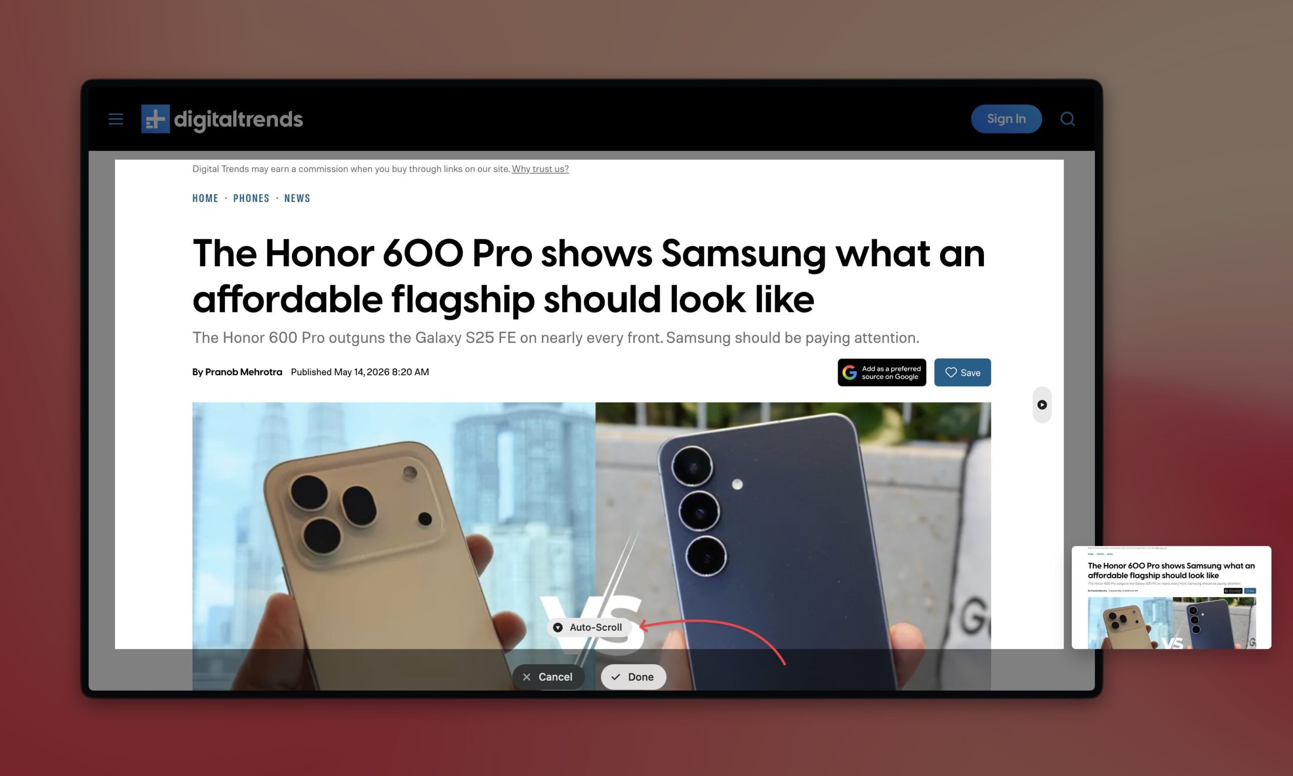 scrolling screenshot on Mac using CleanShot X