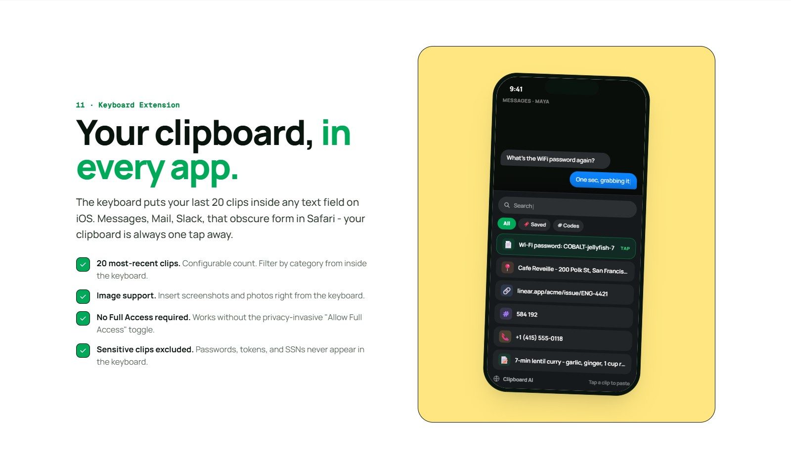 ClipboardAI Keyboard Extension feature