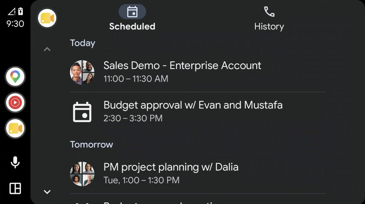 Google Meet on Android Auto