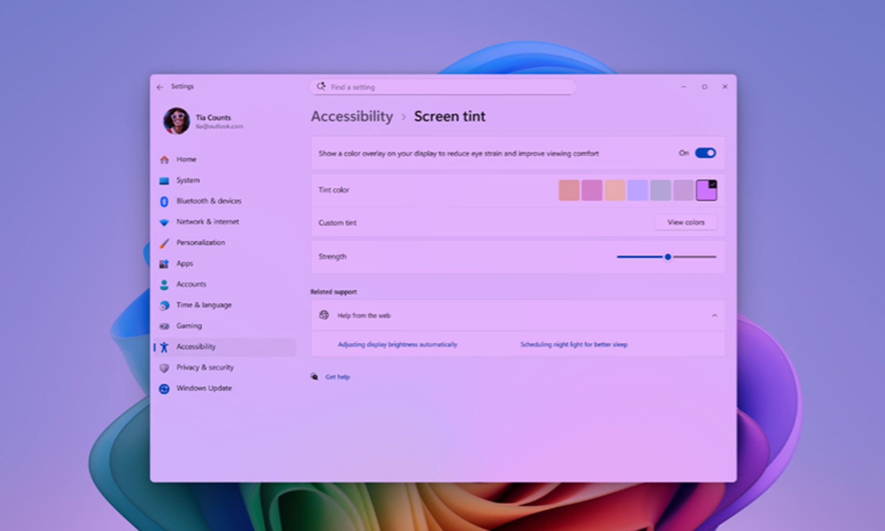 Screen Tint on Windows 11