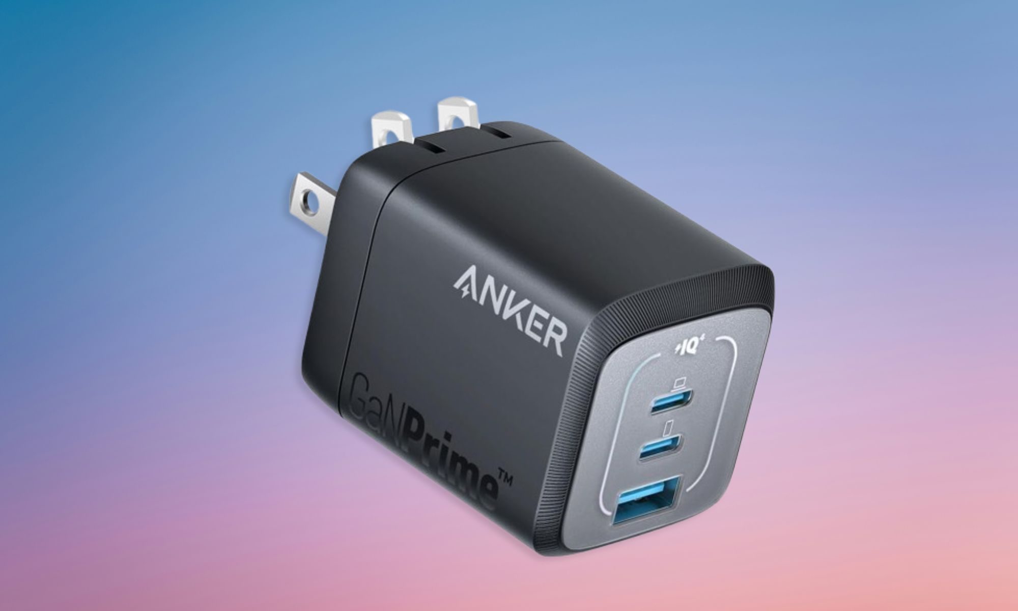 Anker Prime 67W charger on gradient background