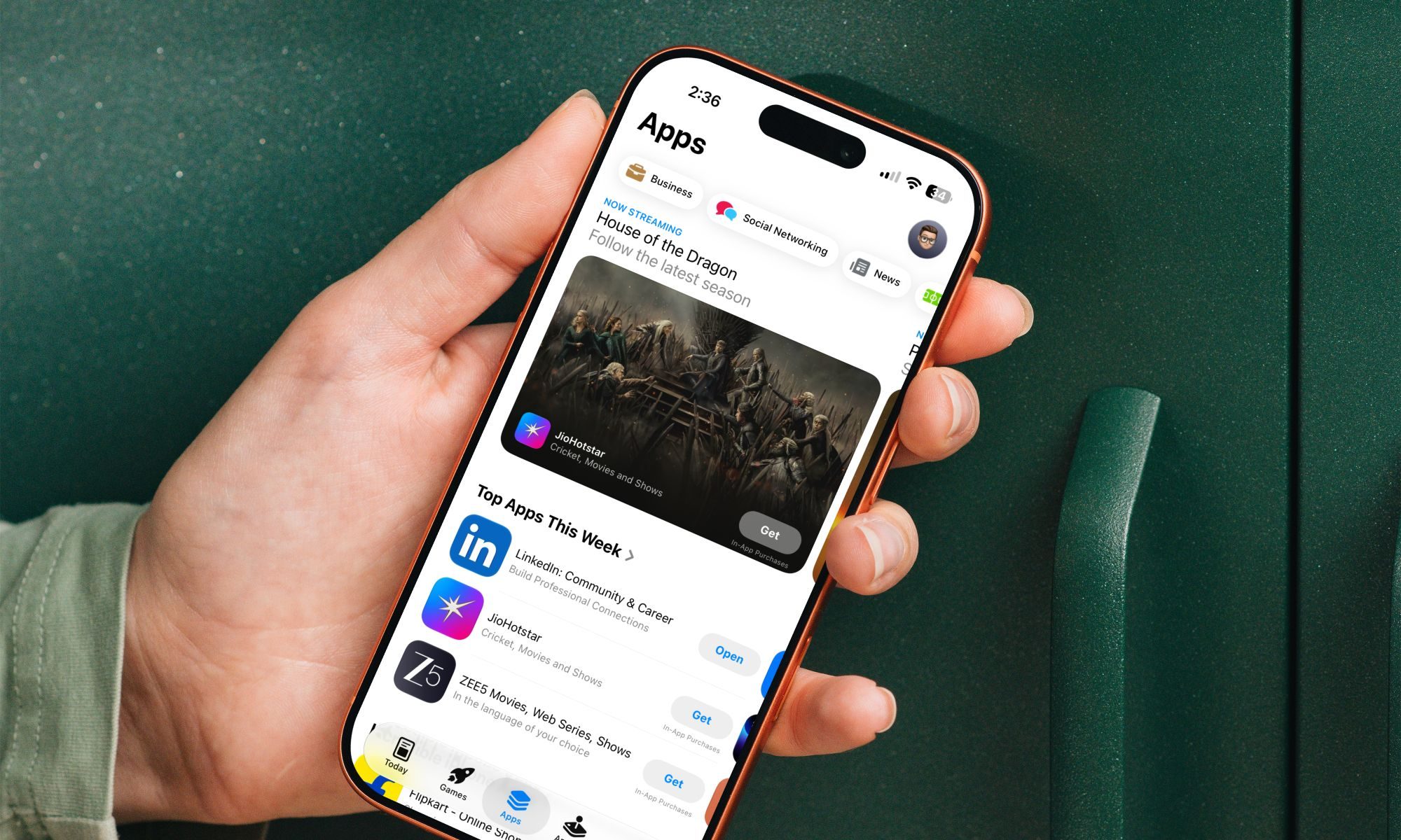 Apple App Store Apps tab on an iPhone