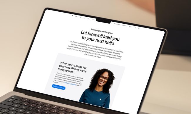 Apple upgrade program website open MacBook