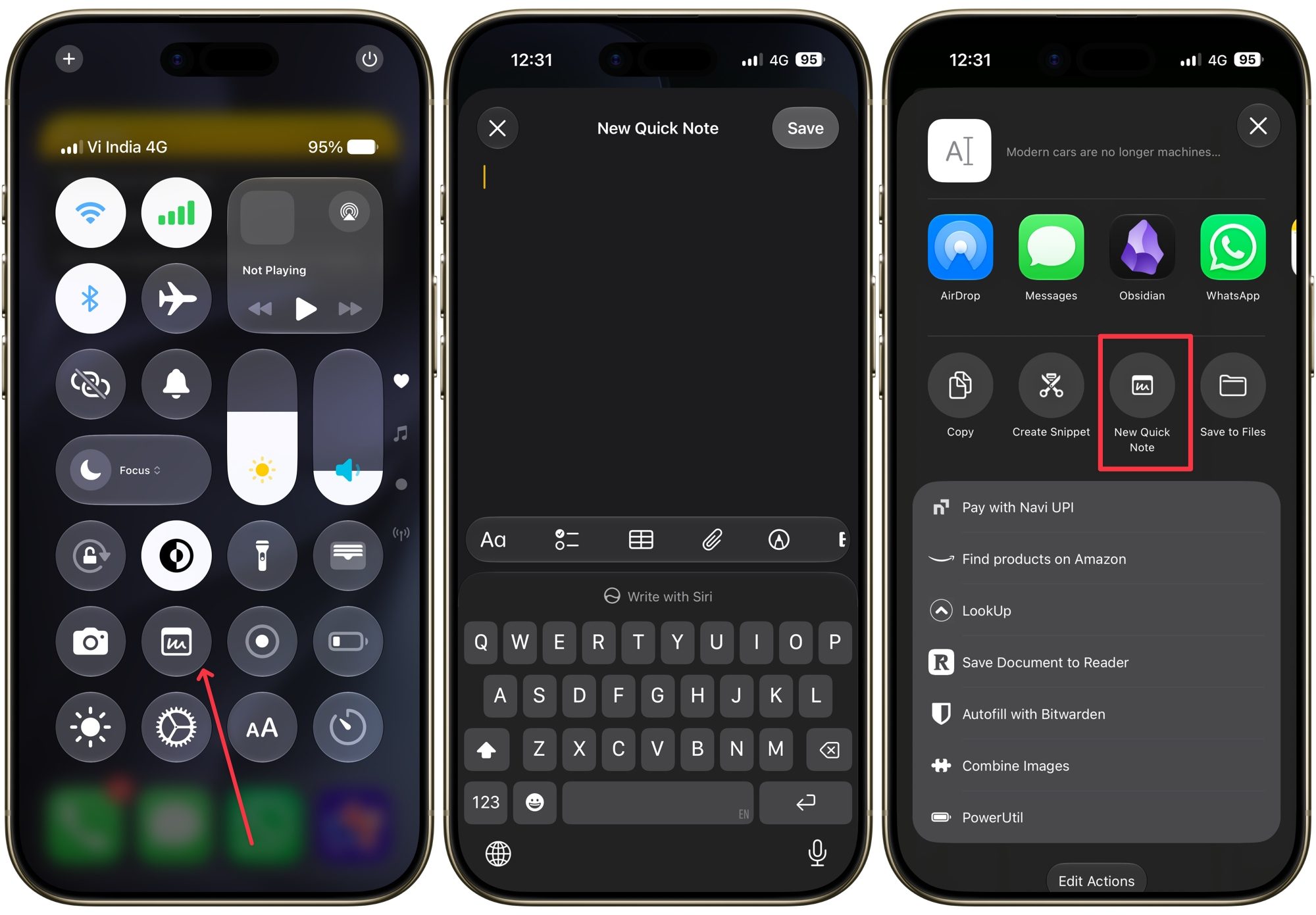 Capturing Quick Note on iPhone