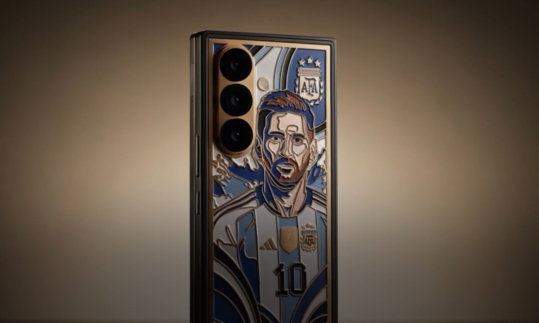 Samsung Galaxy Z Fold 8 Ultra with 24-karat gold design and Messi etching