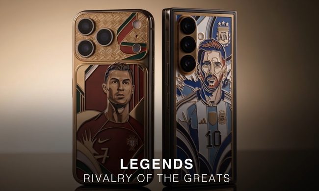 Samsung Galaxy Z Fold 8 Ultra and iPhone 17 Pro with 24-karat gold design with Ronaldo and Messi etching