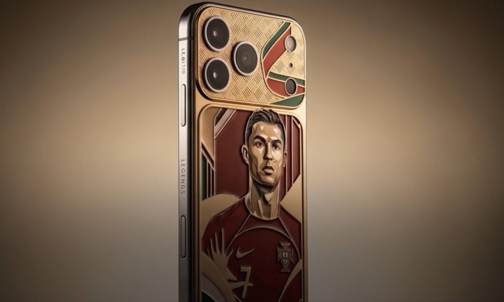 Apple iPhone 17 Pro with 24-karat gold design and Ronaldo on the back