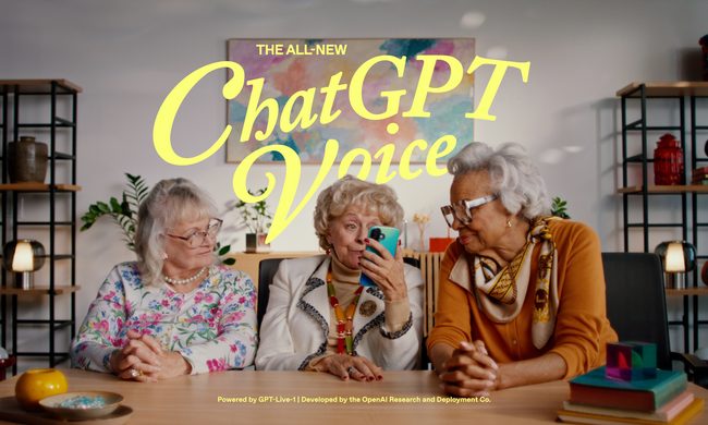 Elderly women using ChatGPT live on a smartphone