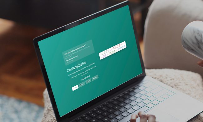 ConlangCrafter open on laptop