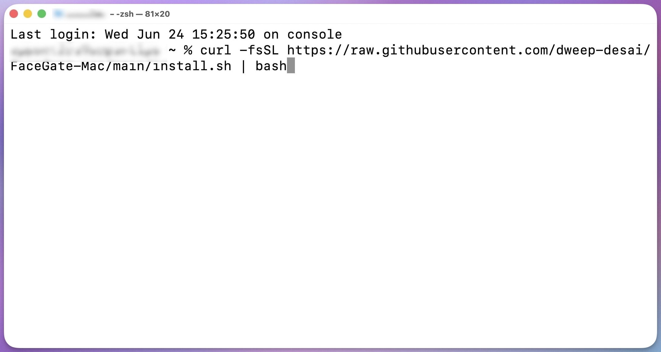 FaceGate Terminal installation command