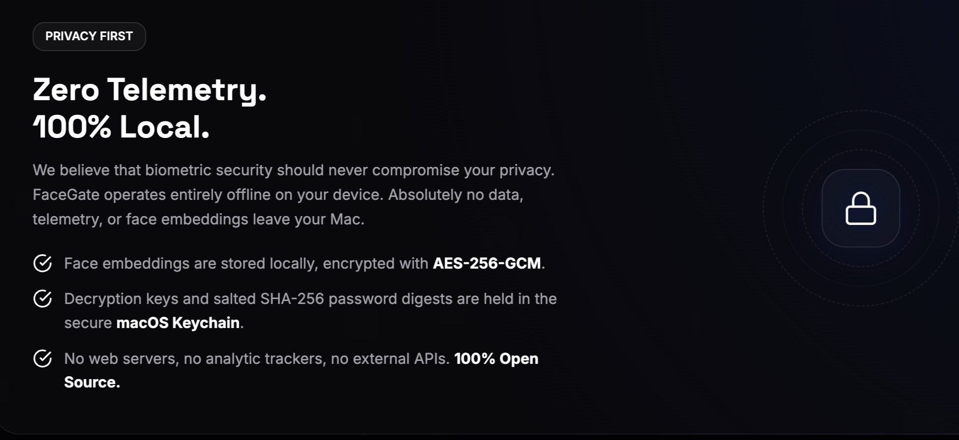 FaceGate privacy feature