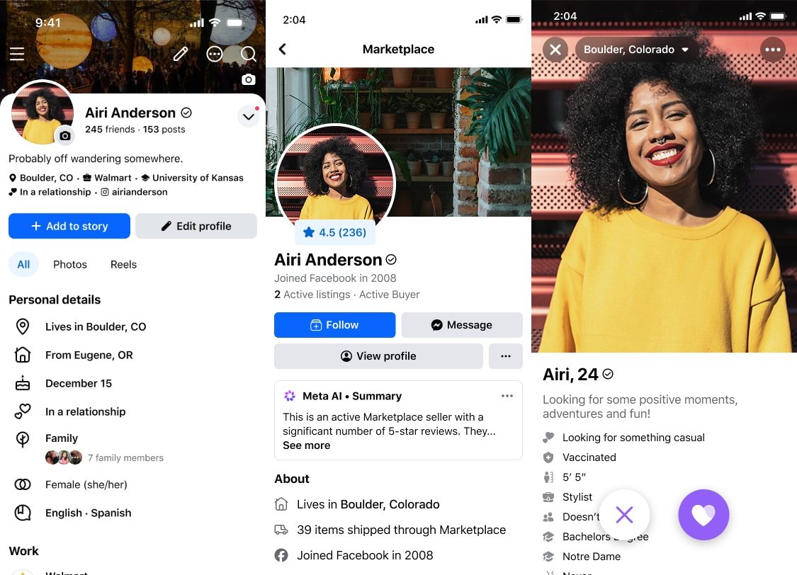 Facebook profile verified badge in dating and marketplace