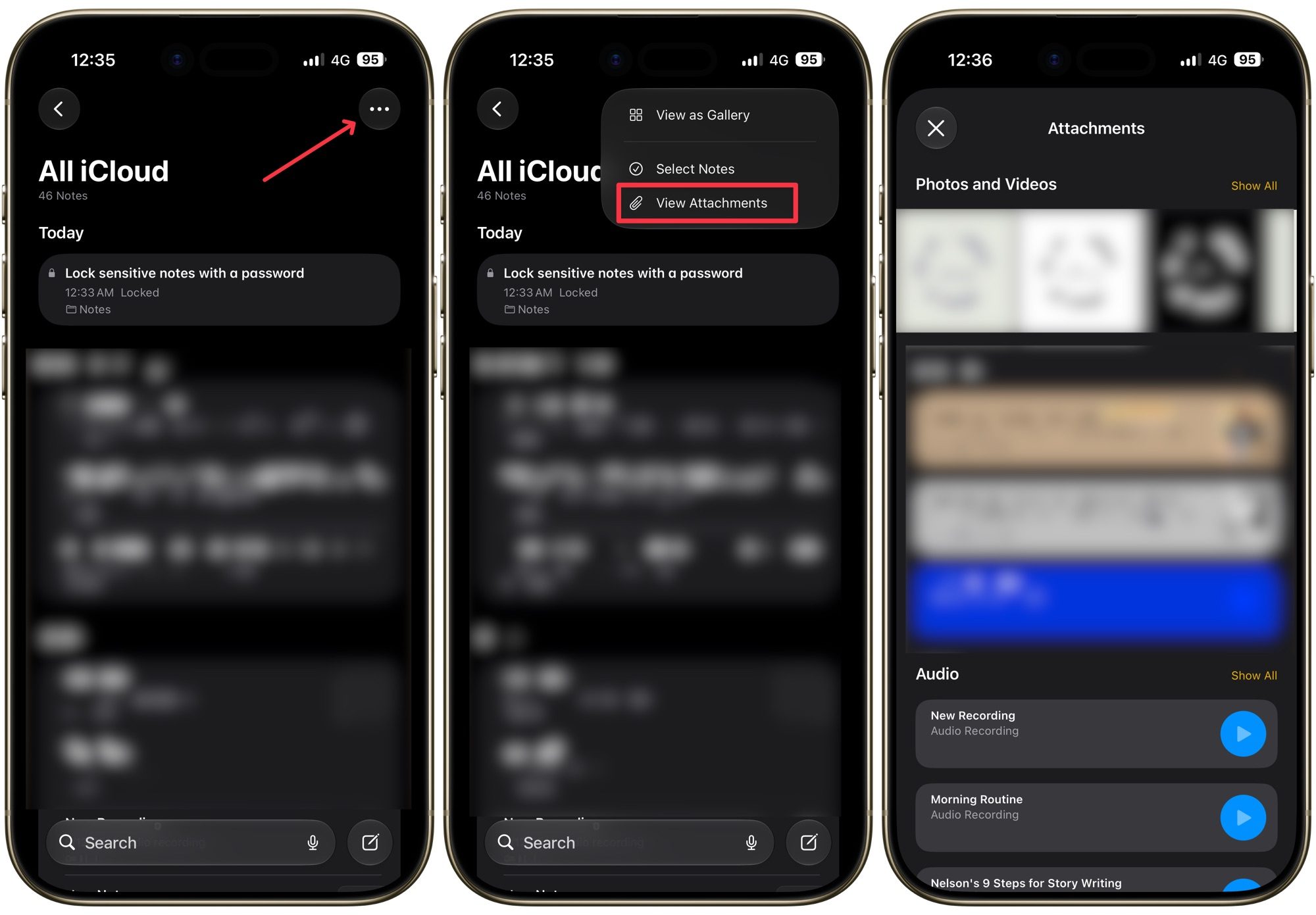Find all your attachments in one place in Apple Notes