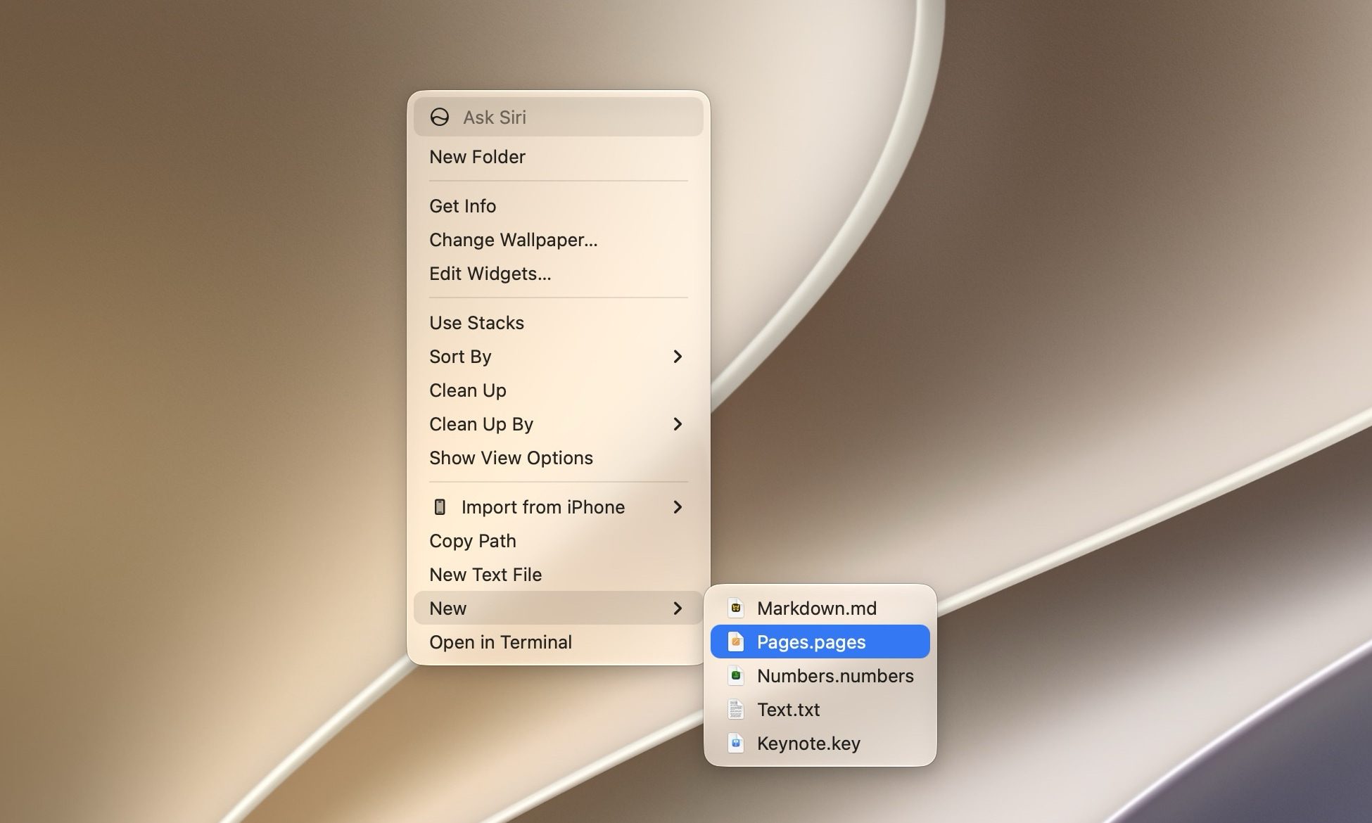 Finder contextual menu