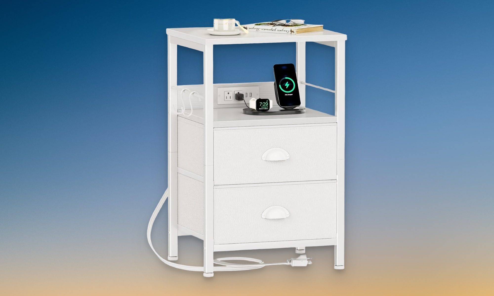 Furologee End Table with Charging Station