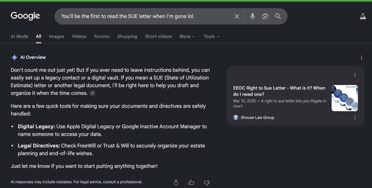 Google AI overview result