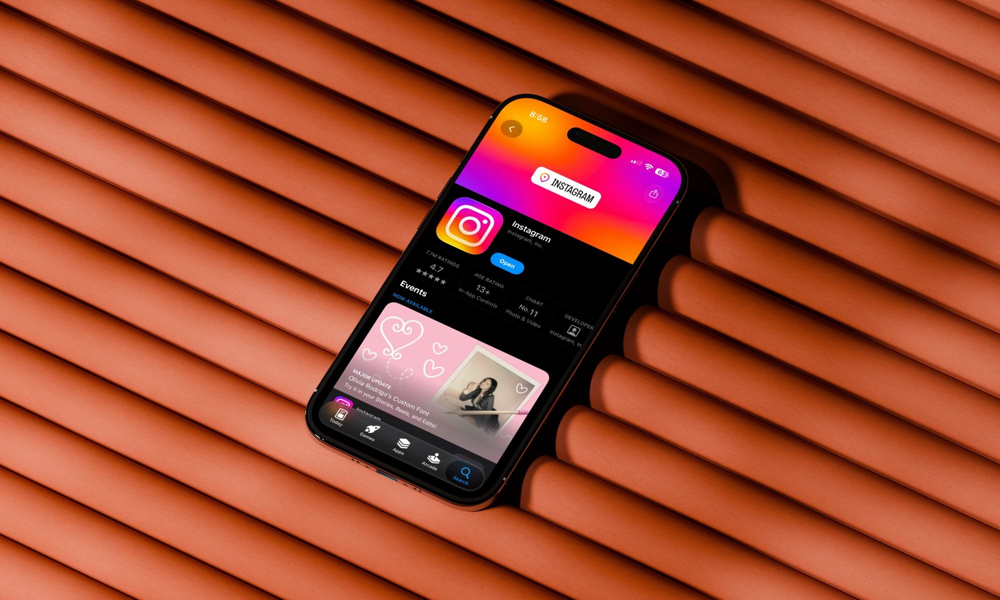 Instagram open on iPhone