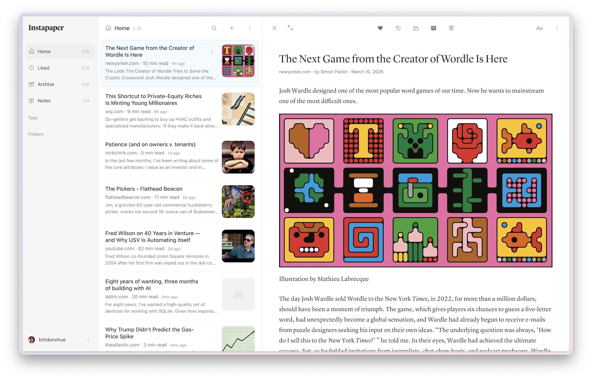 Instapaper new website design