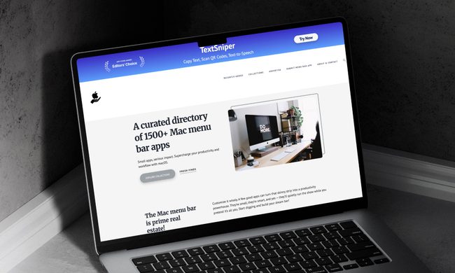 MacMenuBar website open on Mac