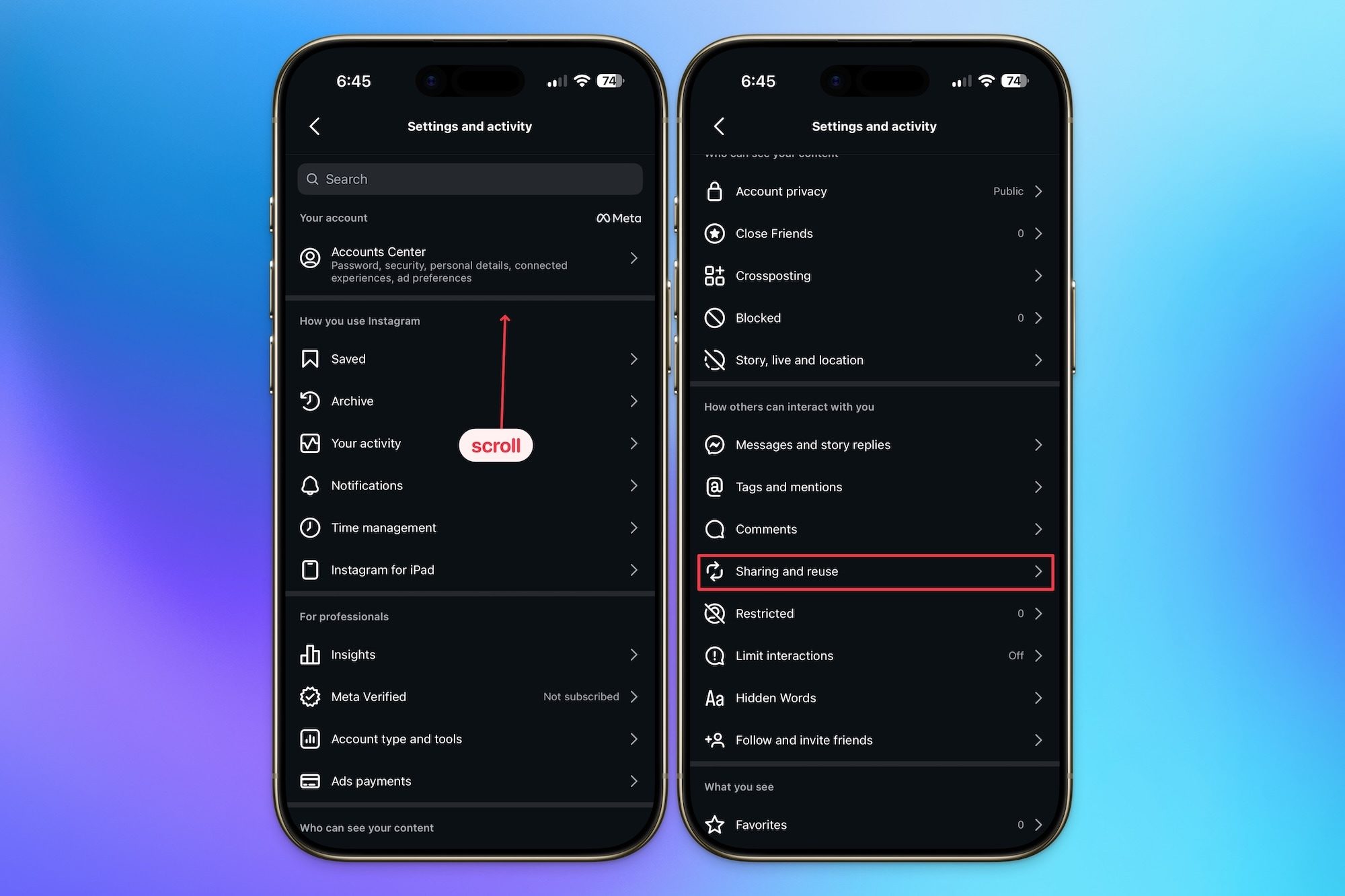 Abrir la configuración de compartir y reutilizar