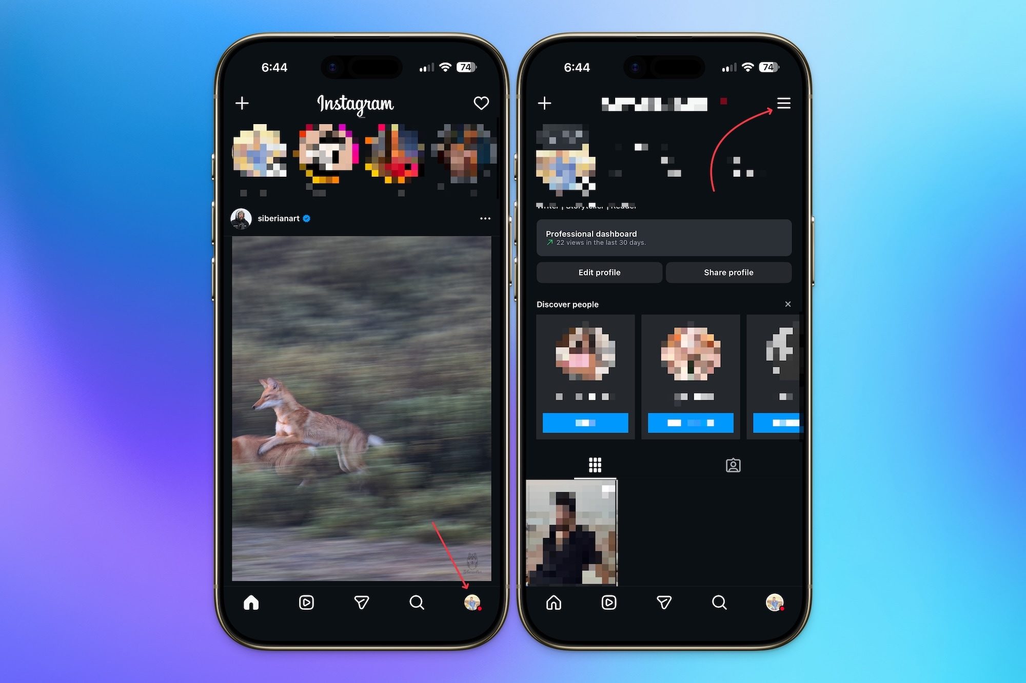 Abrir configuración en Instagram