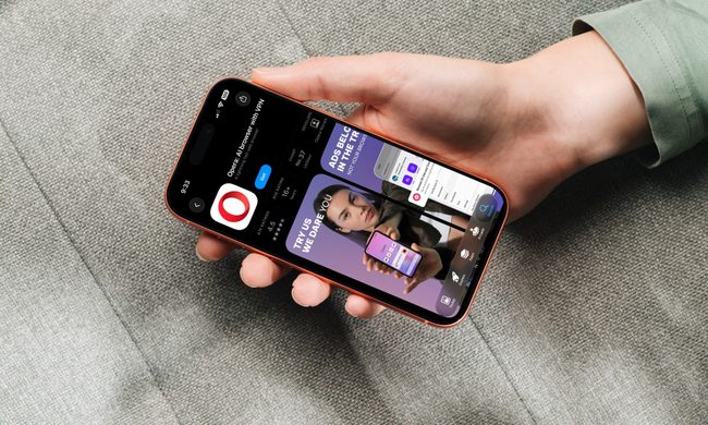 Opera browser open on iPhone