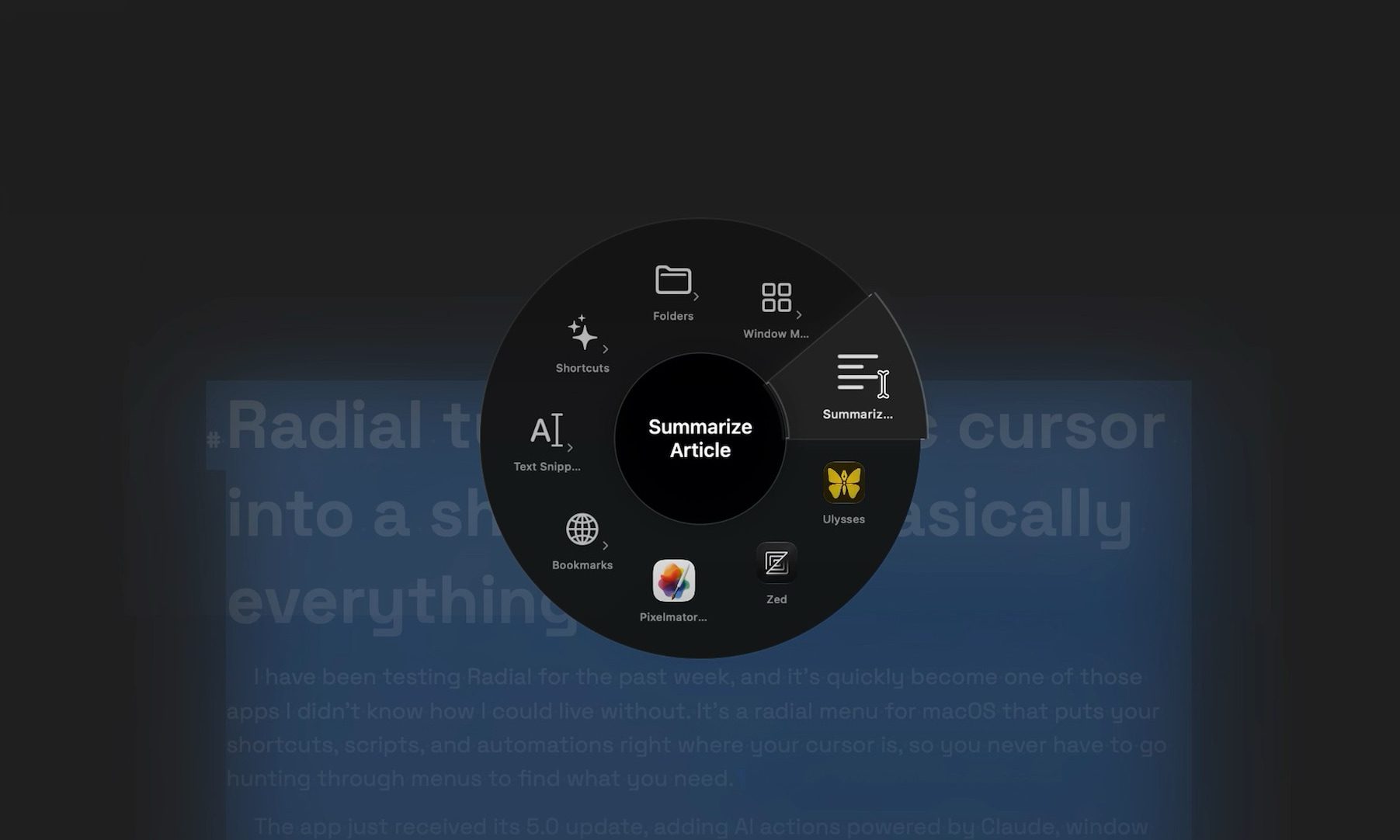 Radial summarize article