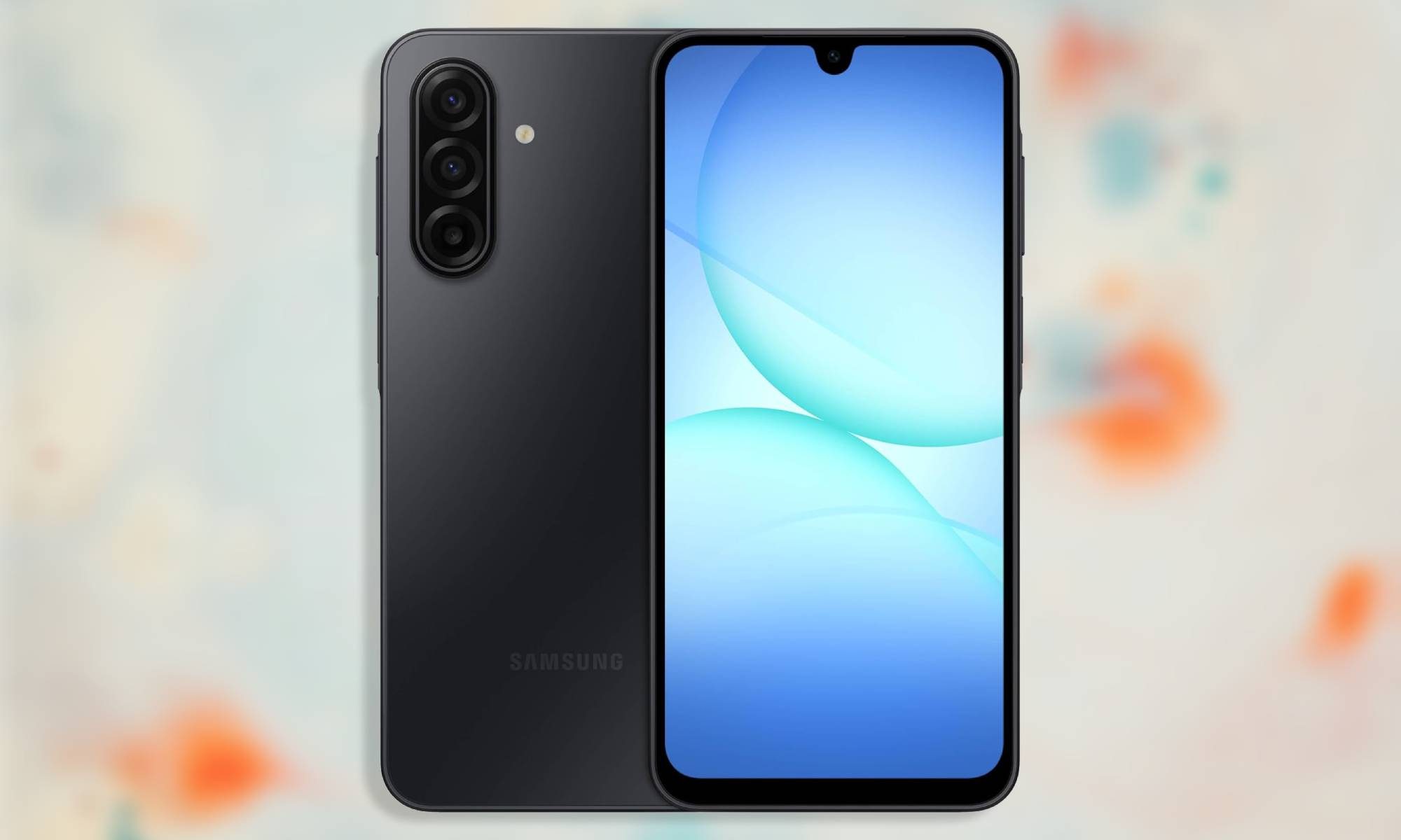 Samsung Galaxy A17 on colorful background