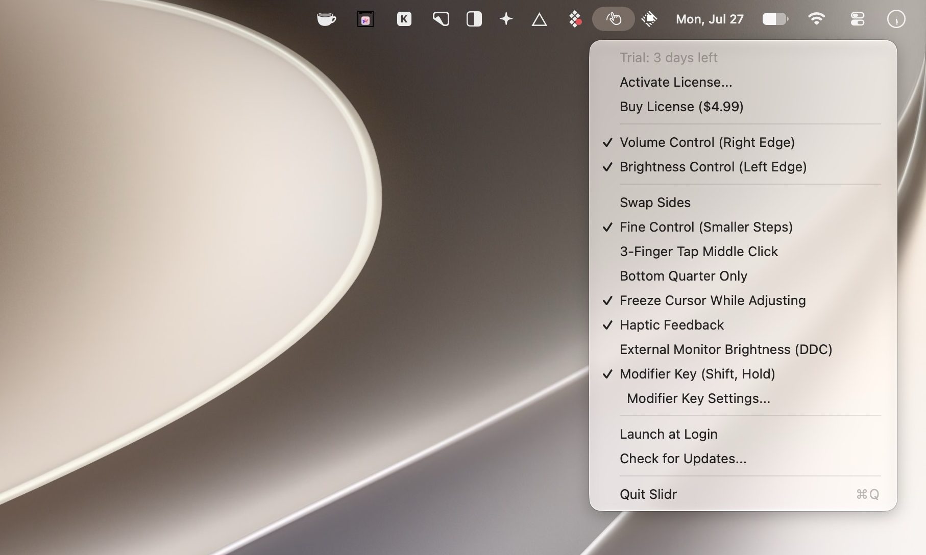 Slidr app features