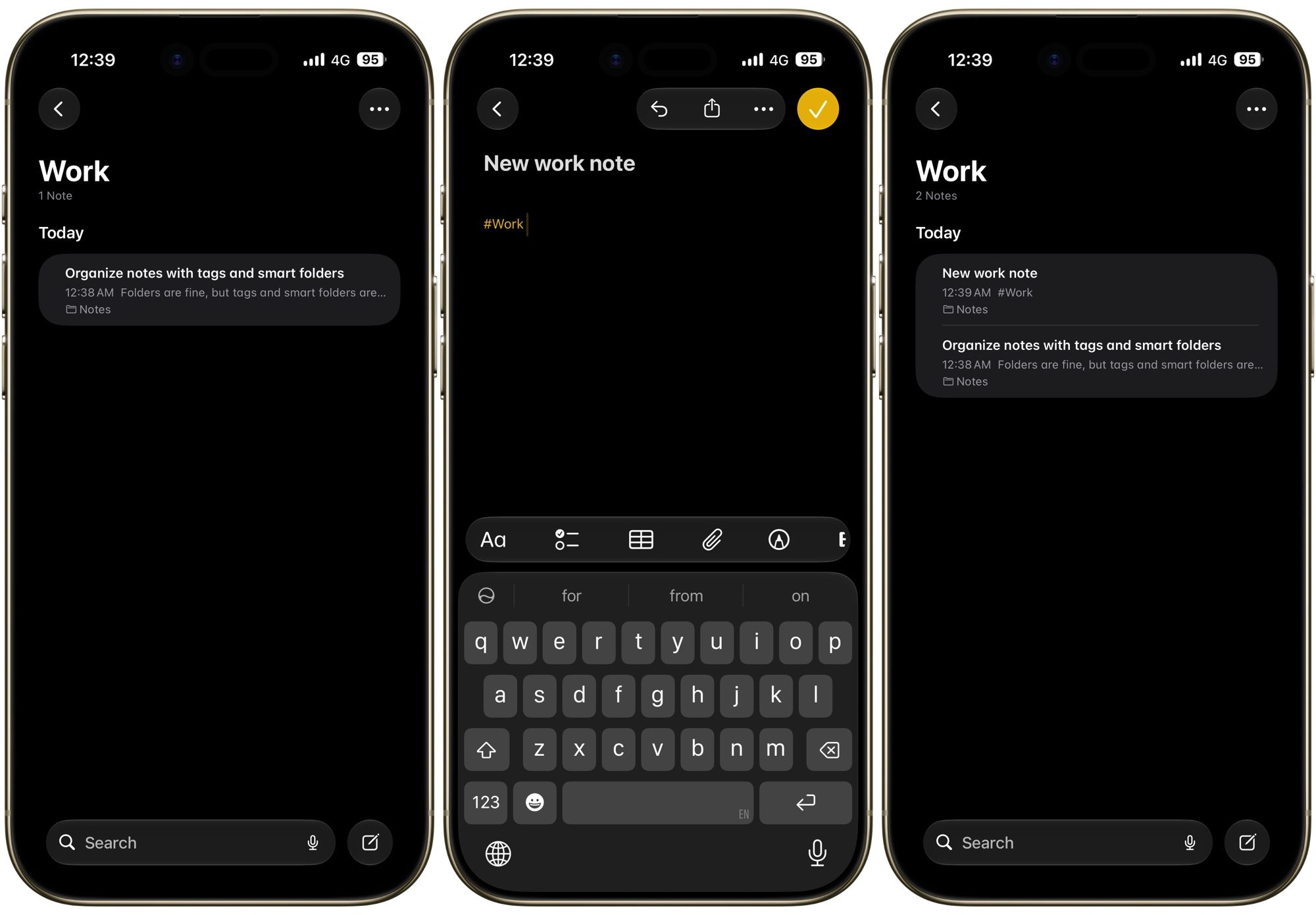 Smart folder automatically pulling notes with same tags