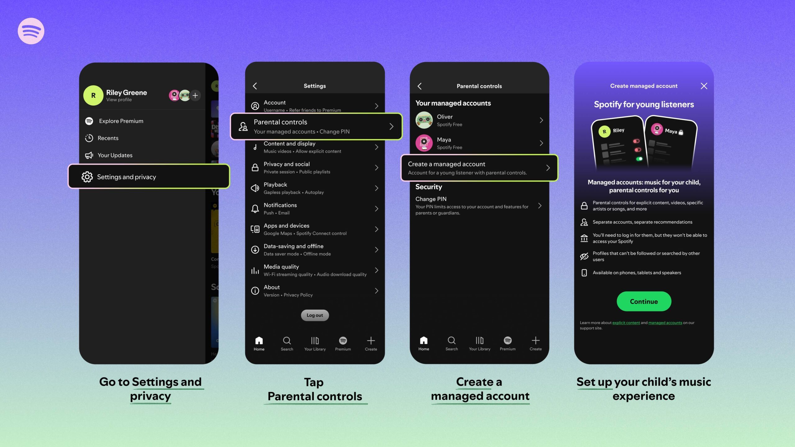 Spotify - Managed accounts for kids