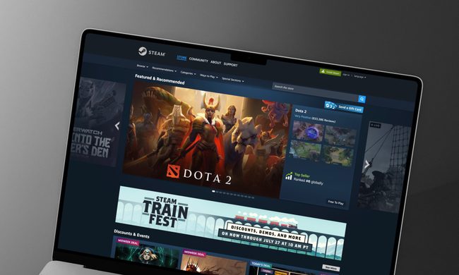 Steam website open on MacBook