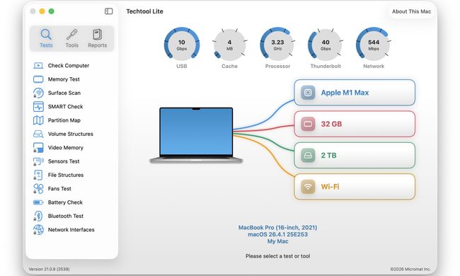 Techtool Lite UI screenshot