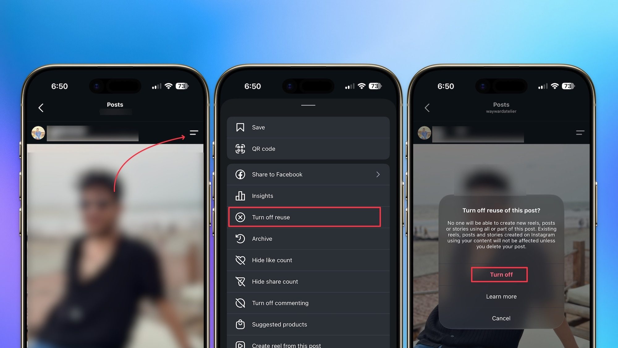 Turning of reuse for individual posts