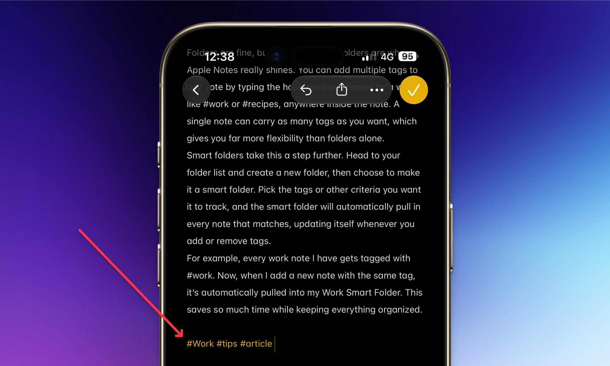 Use of tags in Apple Notes