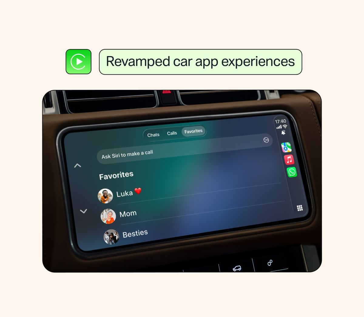 WhatsApp revamped CarPlay experience body