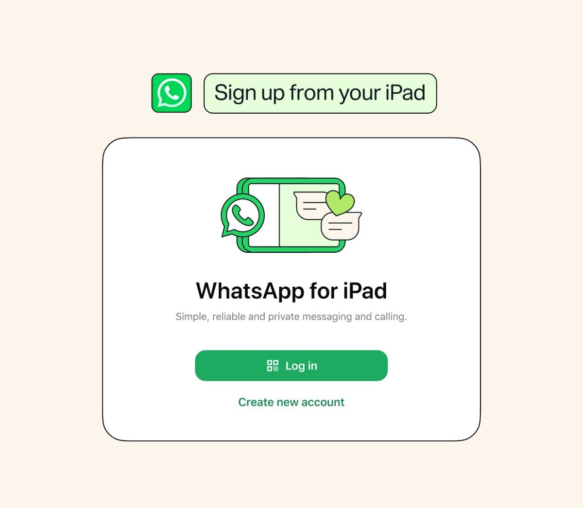 WhatsApp sign up from iPad