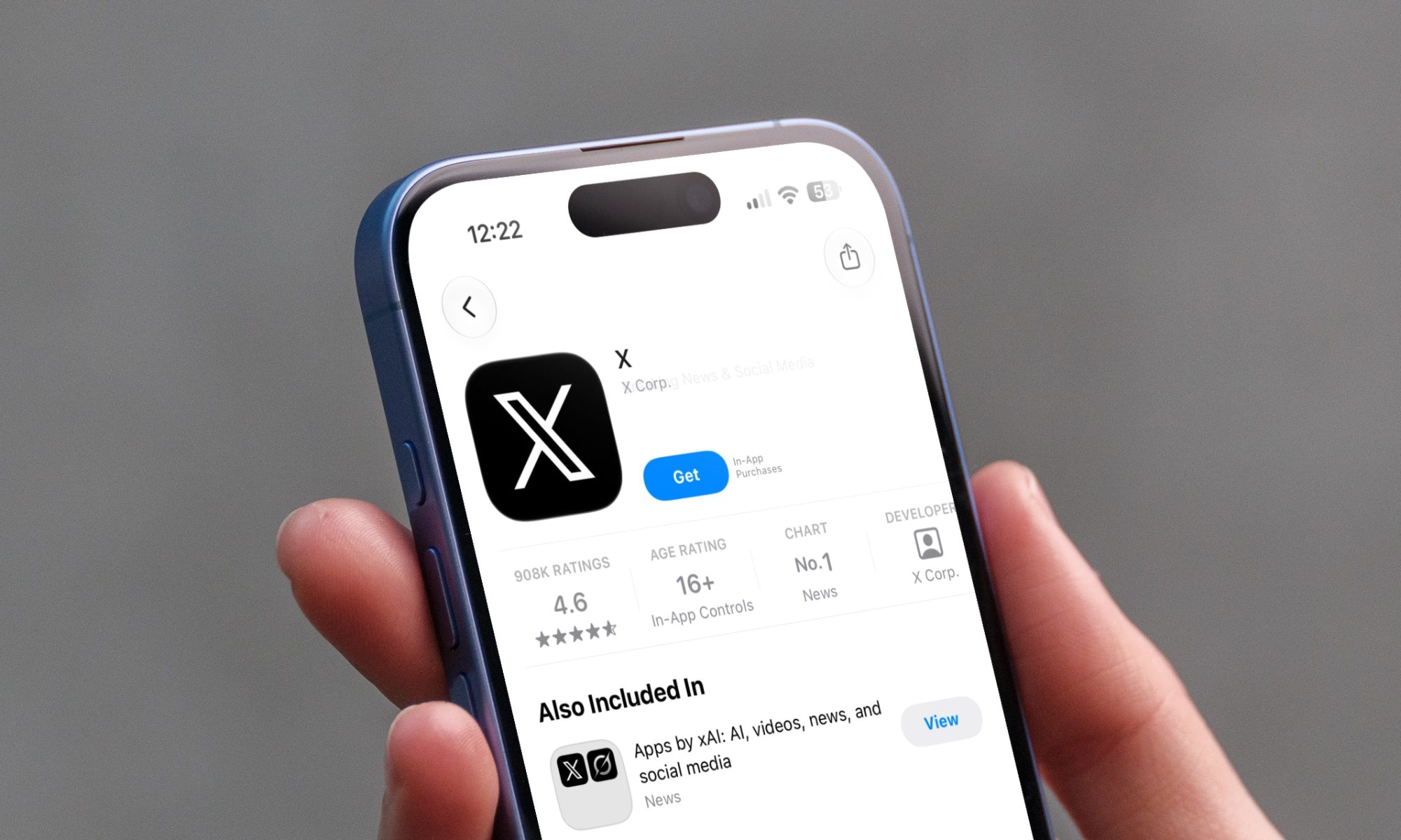 The official X application interface used for secure account verification