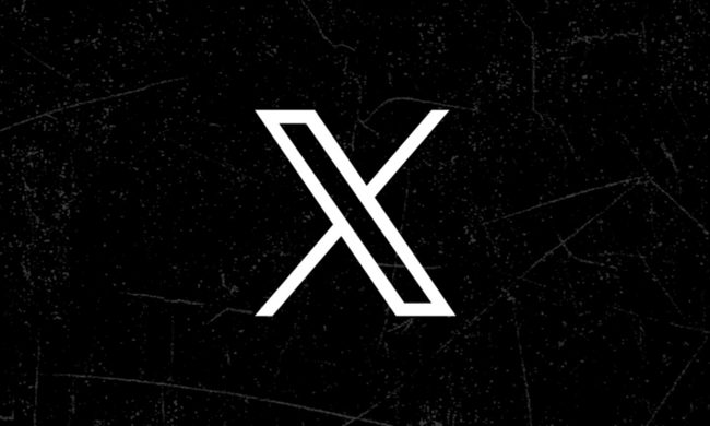 X logo on textured black background